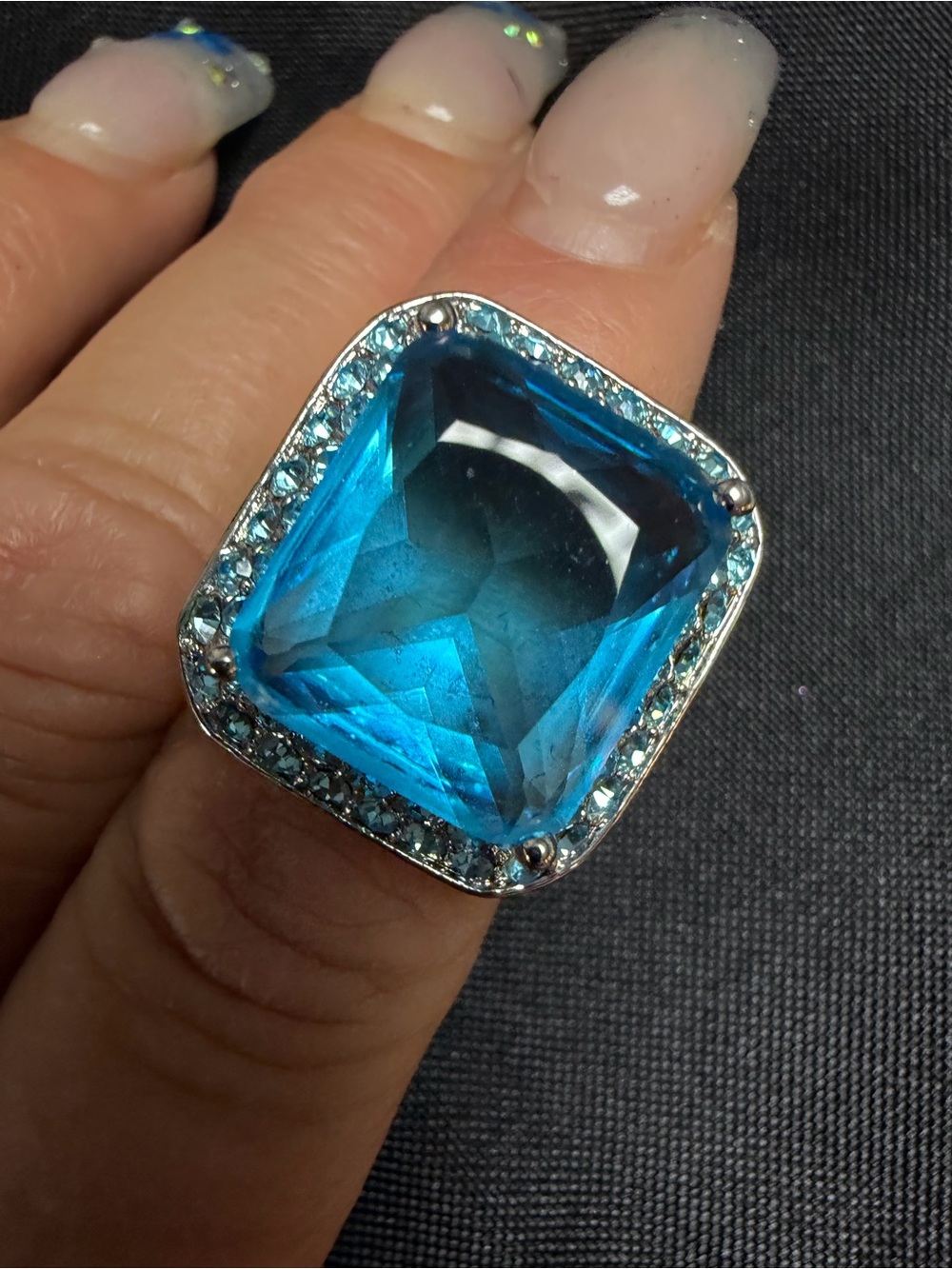 Park Lane Splash Ring Size 8 Blue Crystal Statement Ring
